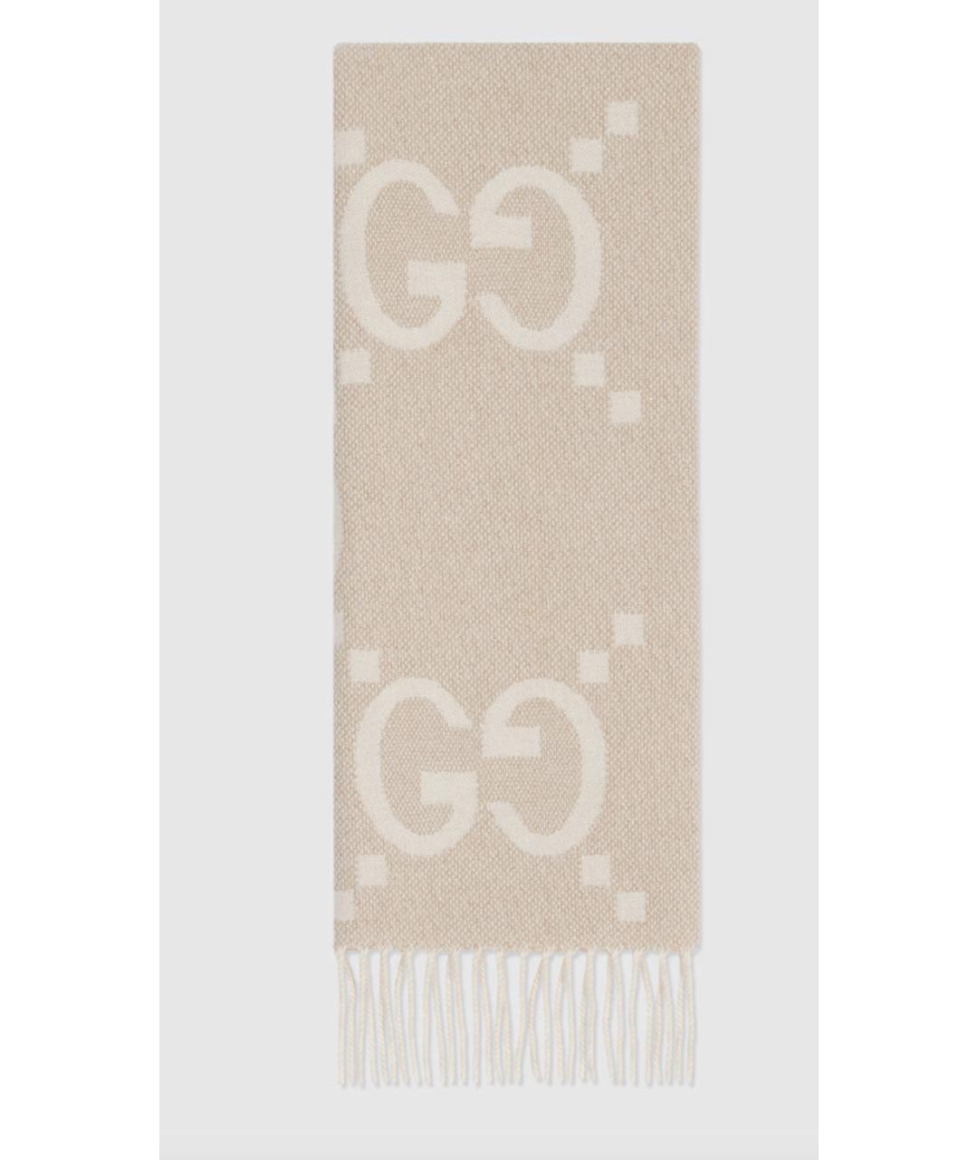 GUCCI Бежевый кашемировый шарф, фото 4
