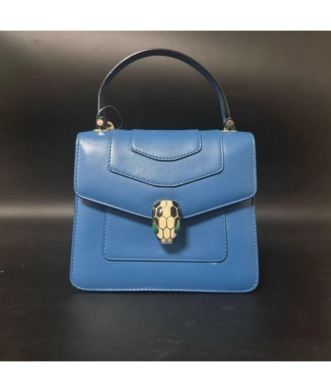 BVLGARI Синяя кожаная сумка с короткими ручками, фото 2