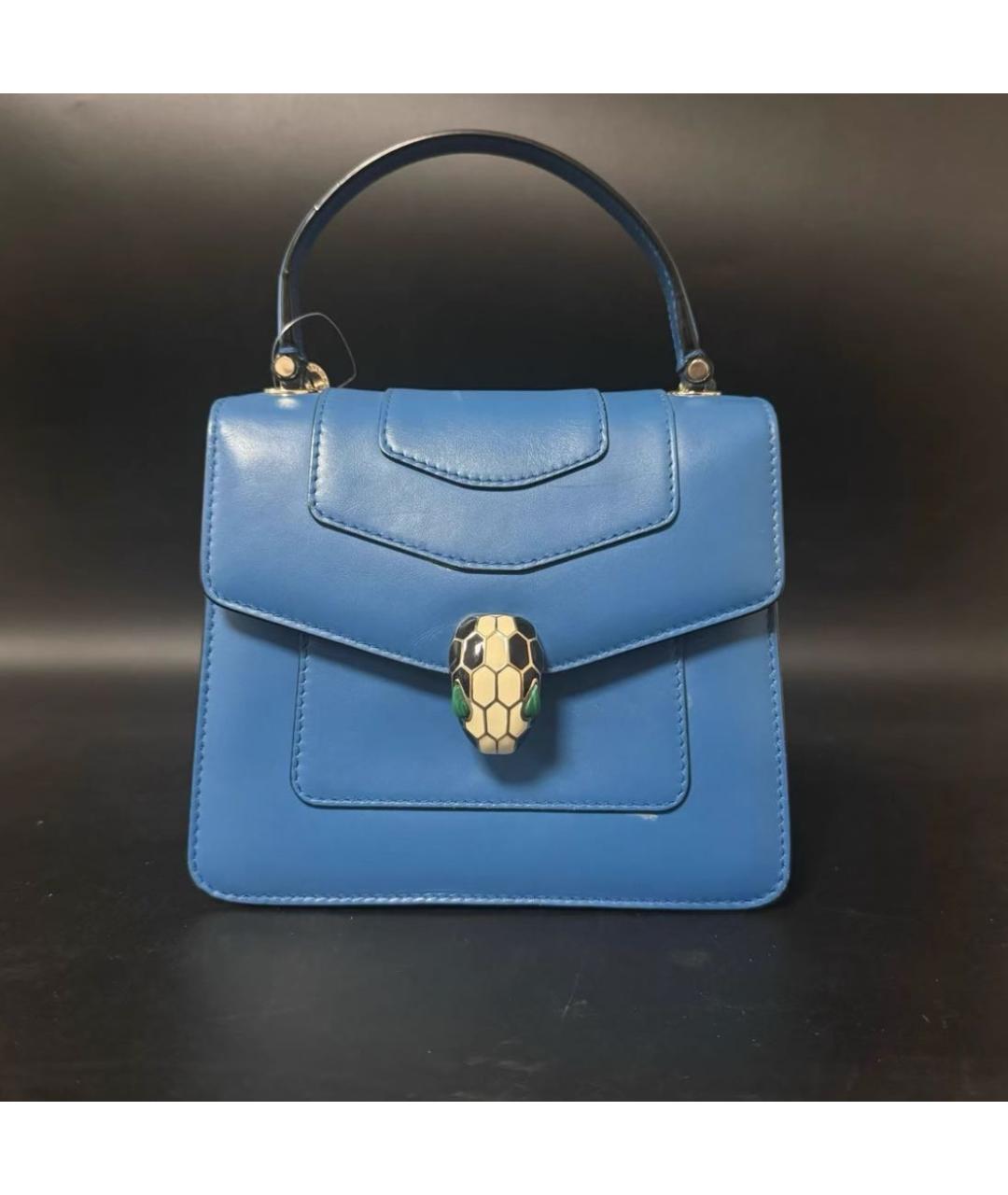 BVLGARI Синяя кожаная сумка с короткими ручками, фото 7