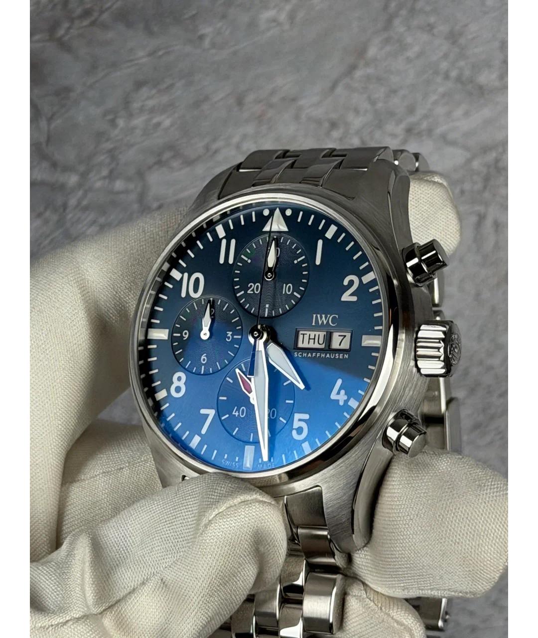 IWC Schaffhausen Синие металлические часы, фото 3