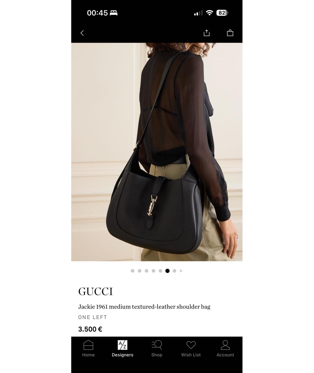 GUCCI Черная кожаная сумка с короткими ручками, фото 4