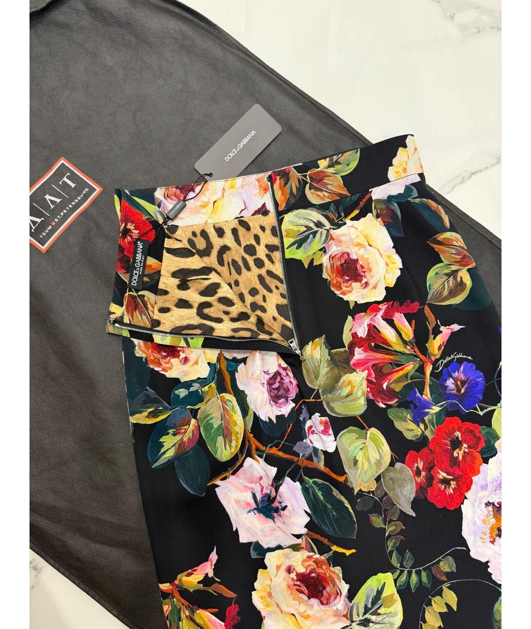 DOLCE&GABBANA Мульти шелковая юбка миди, фото 7
