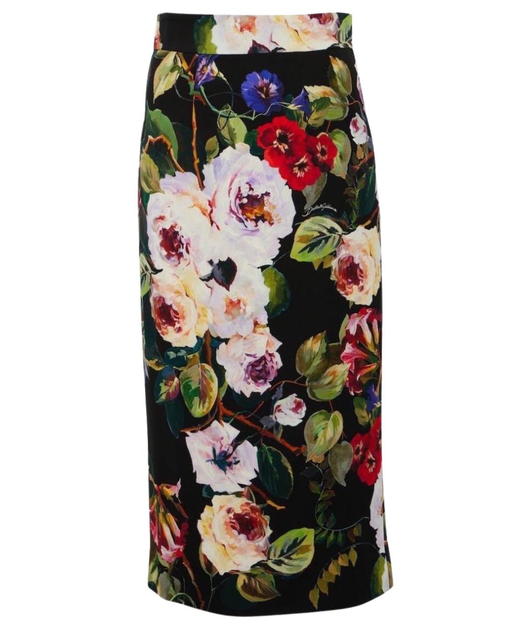 DOLCE&GABBANA Мульти шелковая юбка миди, фото 1