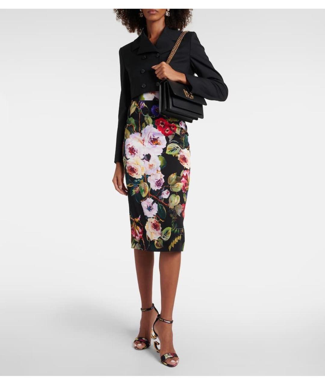 DOLCE&GABBANA Мульти шелковая юбка миди, фото 2