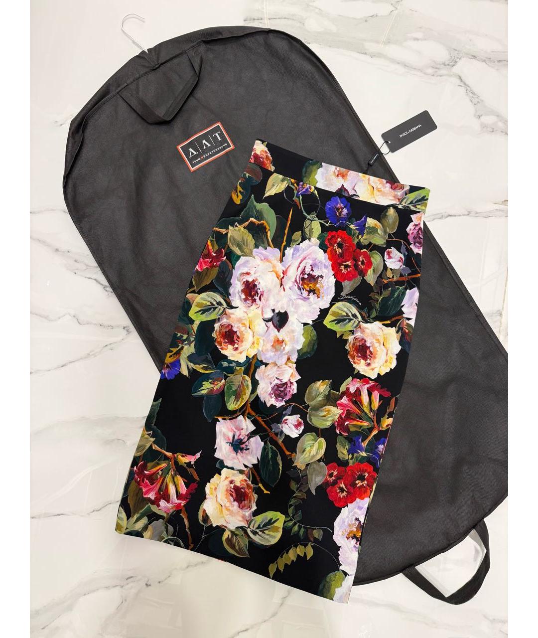 DOLCE&GABBANA Мульти шелковая юбка миди, фото 4