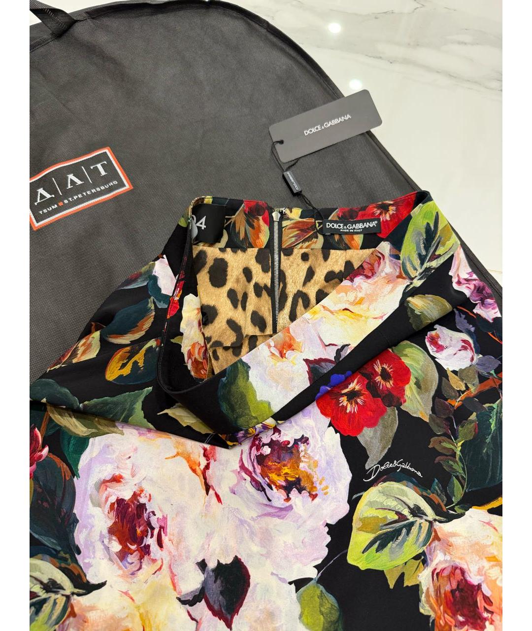 DOLCE&GABBANA Мульти шелковая юбка миди, фото 5