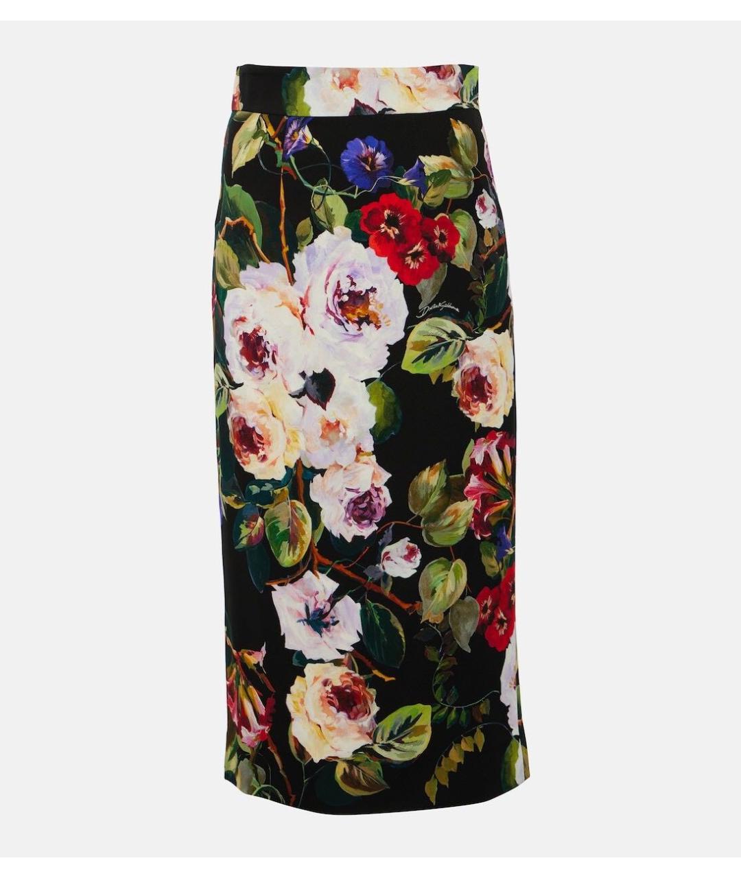 DOLCE&GABBANA Мульти шелковая юбка миди, фото 9