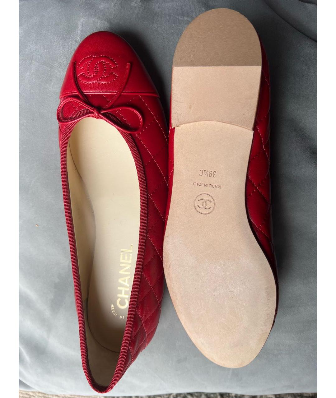 CHANEL Красные кожаные балетки, фото 6