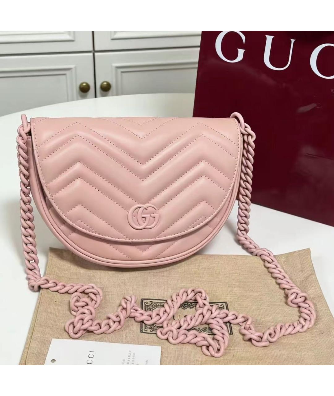 GUCCI Розовая кожаная сумка через плечо, фото 5