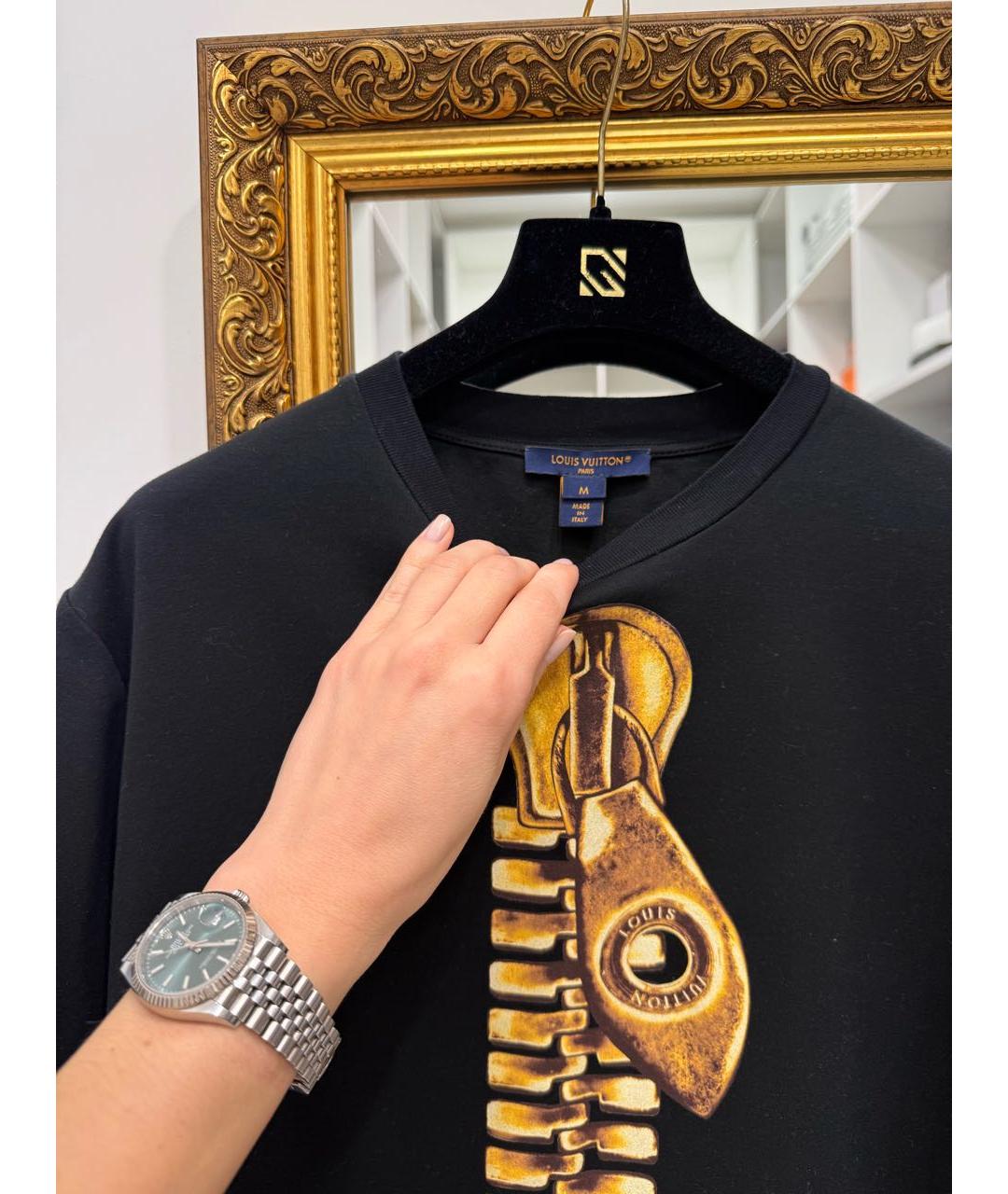 LOUIS VUITTON Черная хлопковая футболка, фото 3