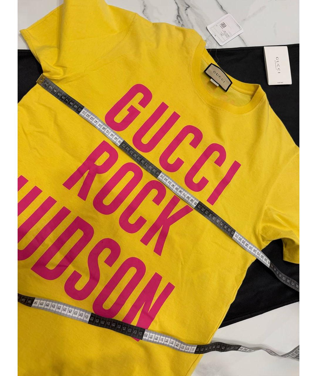 GUCCI Желтая хлопковая футболка, фото 8