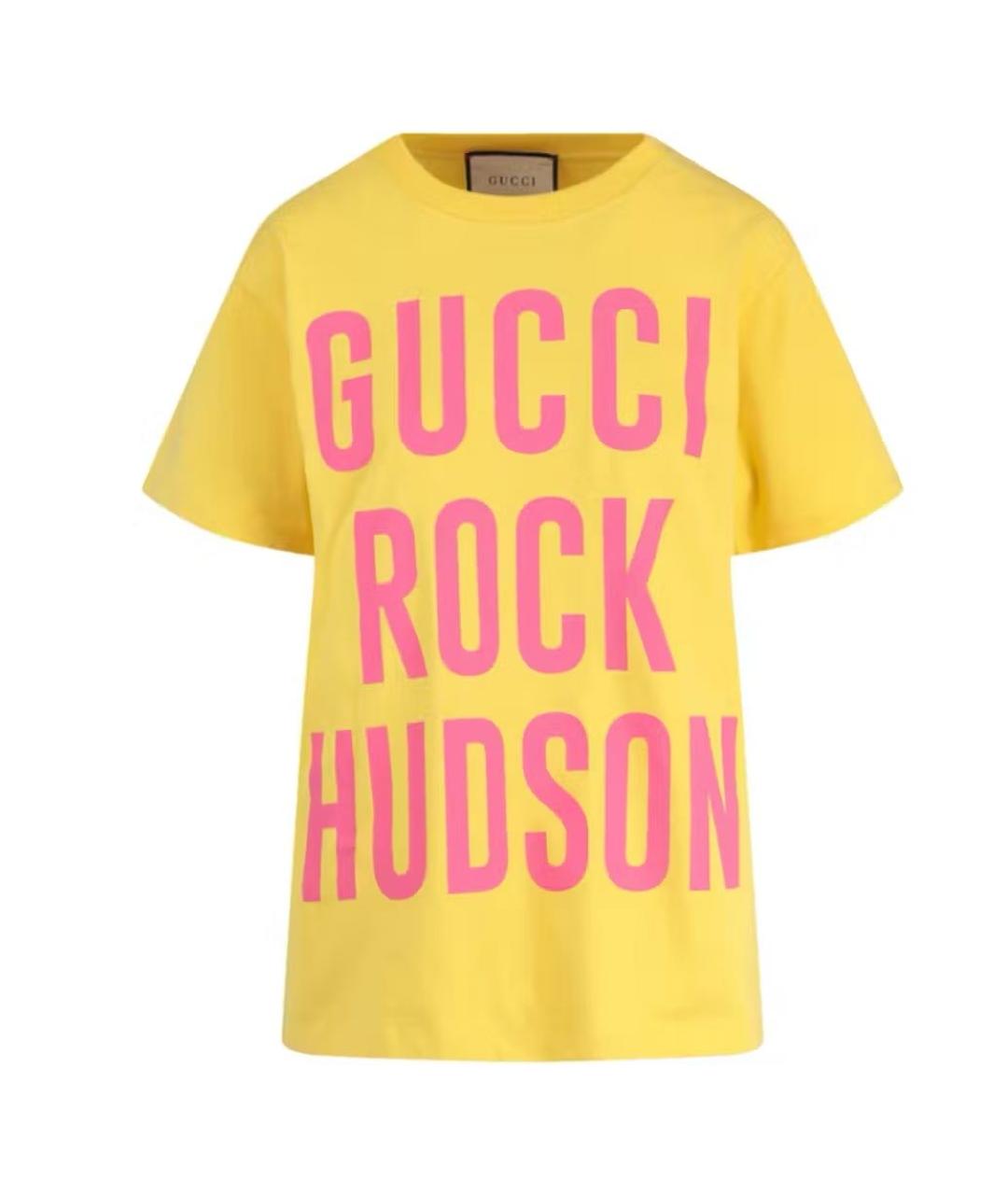 GUCCI Желтая хлопковая футболка, фото 9