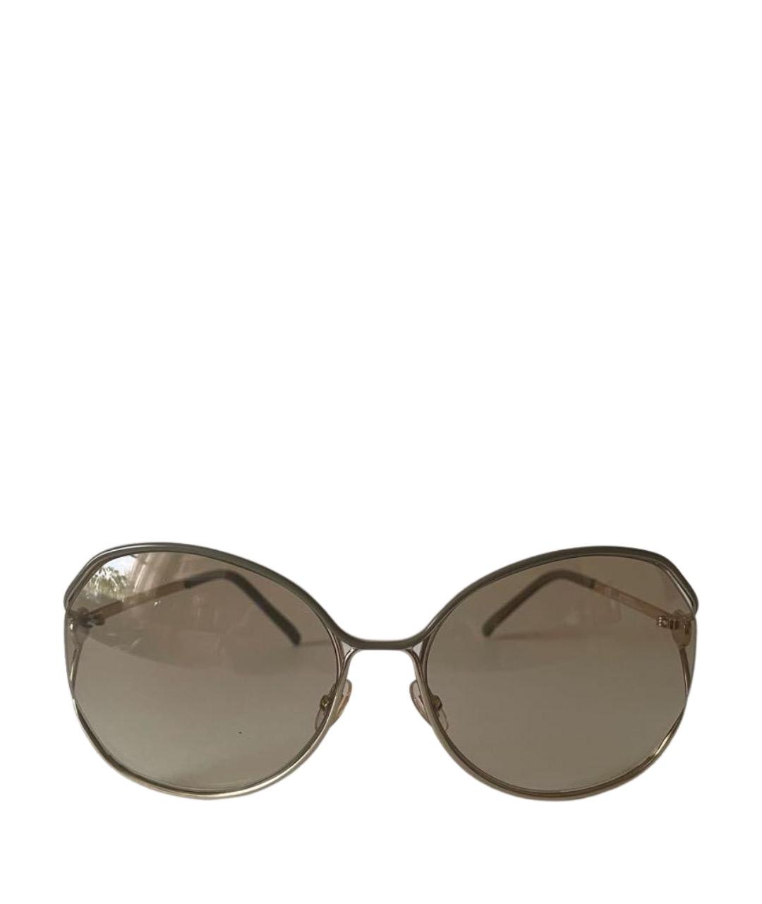 GUCCI Золотые металлические солнцезащитные очки, фото 1