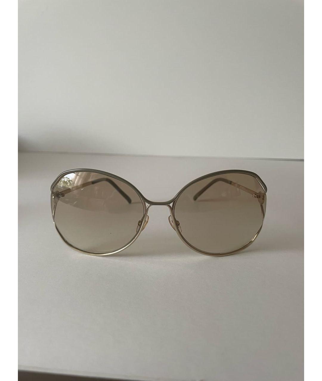 GUCCI Золотые металлические солнцезащитные очки, фото 9