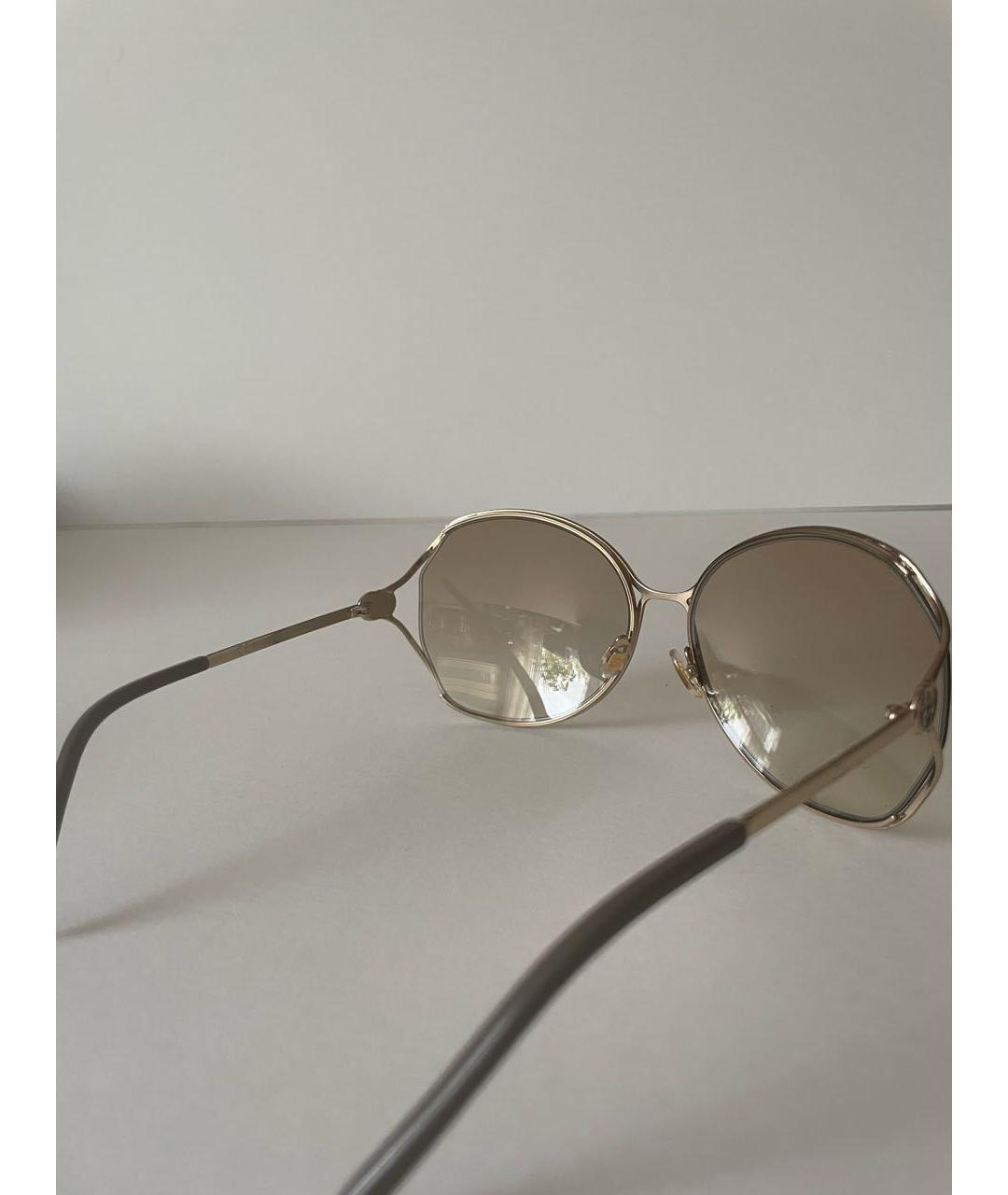 GUCCI Золотые металлические солнцезащитные очки, фото 5