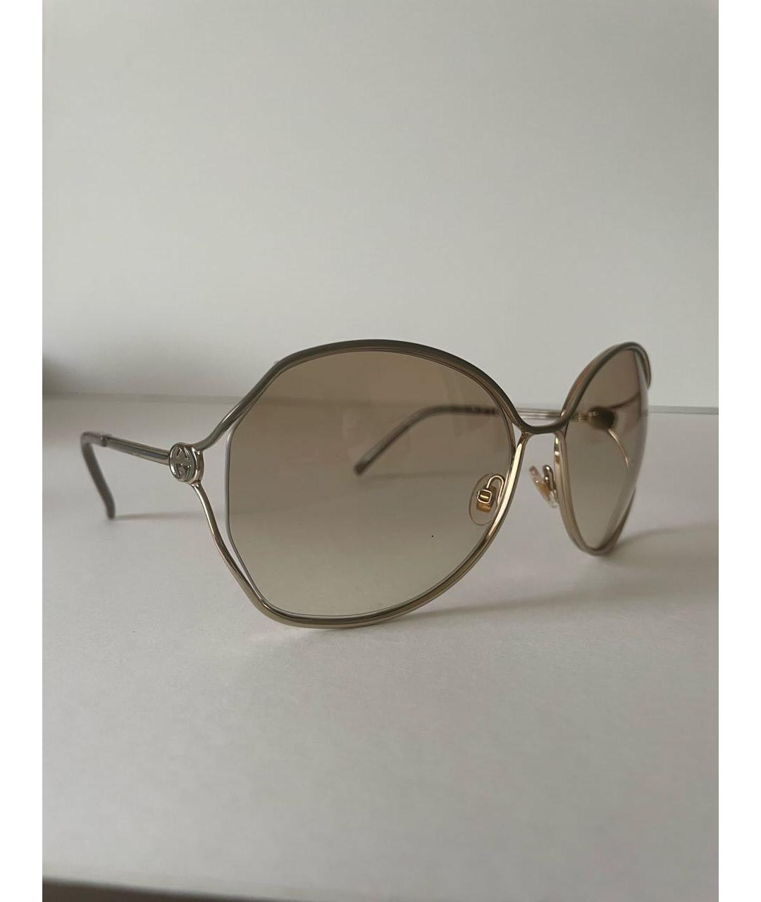 GUCCI Золотые металлические солнцезащитные очки, фото 7