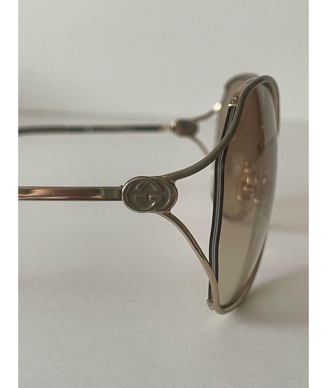 GUCCI Золотые металлические солнцезащитные очки, фото 3