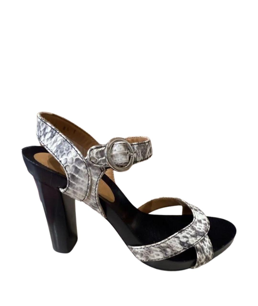 FERRAGAMO Серые кожаные босоножки, фото 1