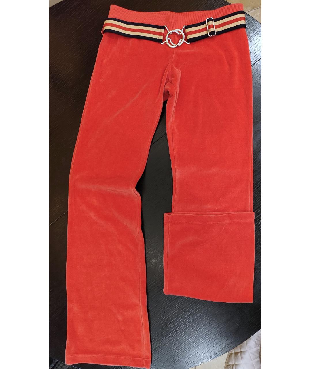 BIKKEMBERGS Коралловые велюровые прямые брюки, фото 3