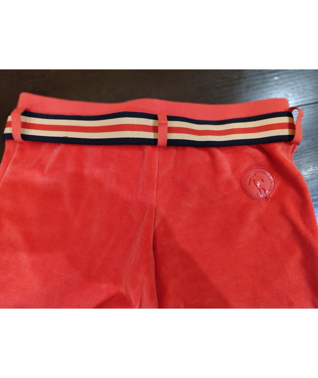 BIKKEMBERGS Коралловые велюровые прямые брюки, фото 4