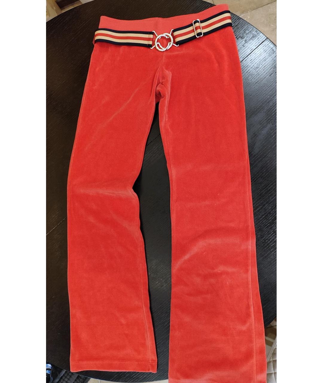 BIKKEMBERGS Коралловые велюровые прямые брюки, фото 10