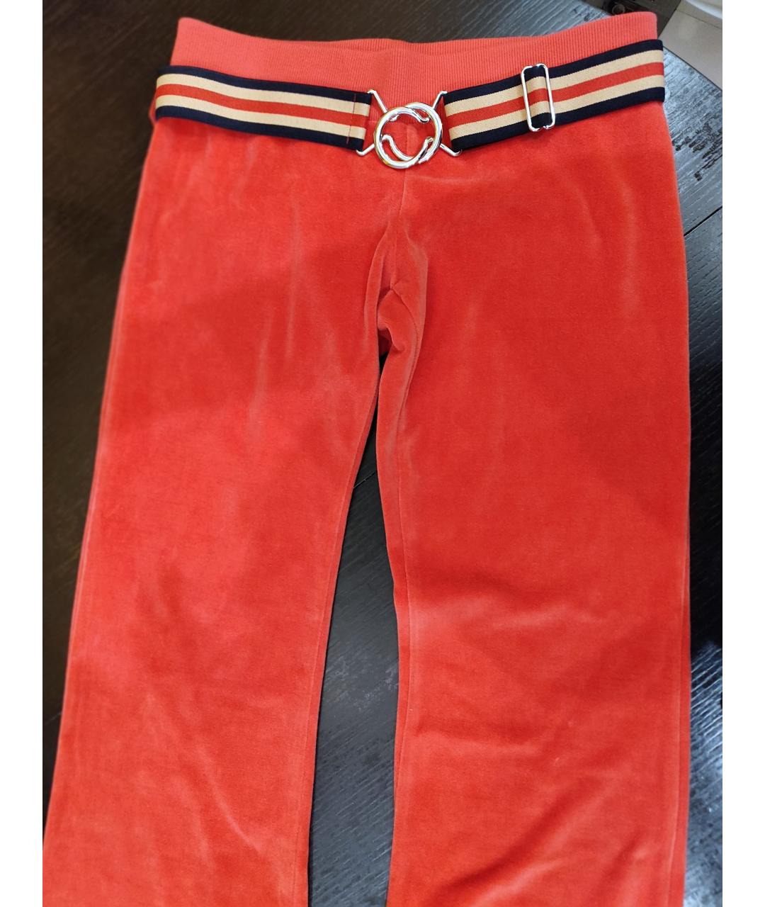 BIKKEMBERGS Коралловые велюровые прямые брюки, фото 2