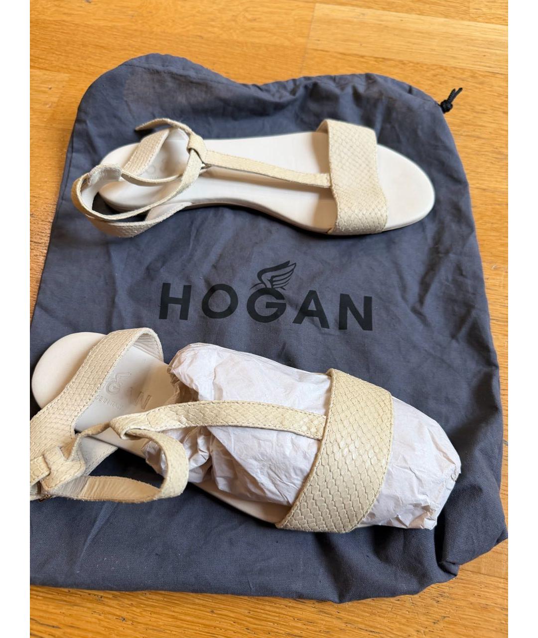 HOGAN Белые кожаные сандалии, фото 5
