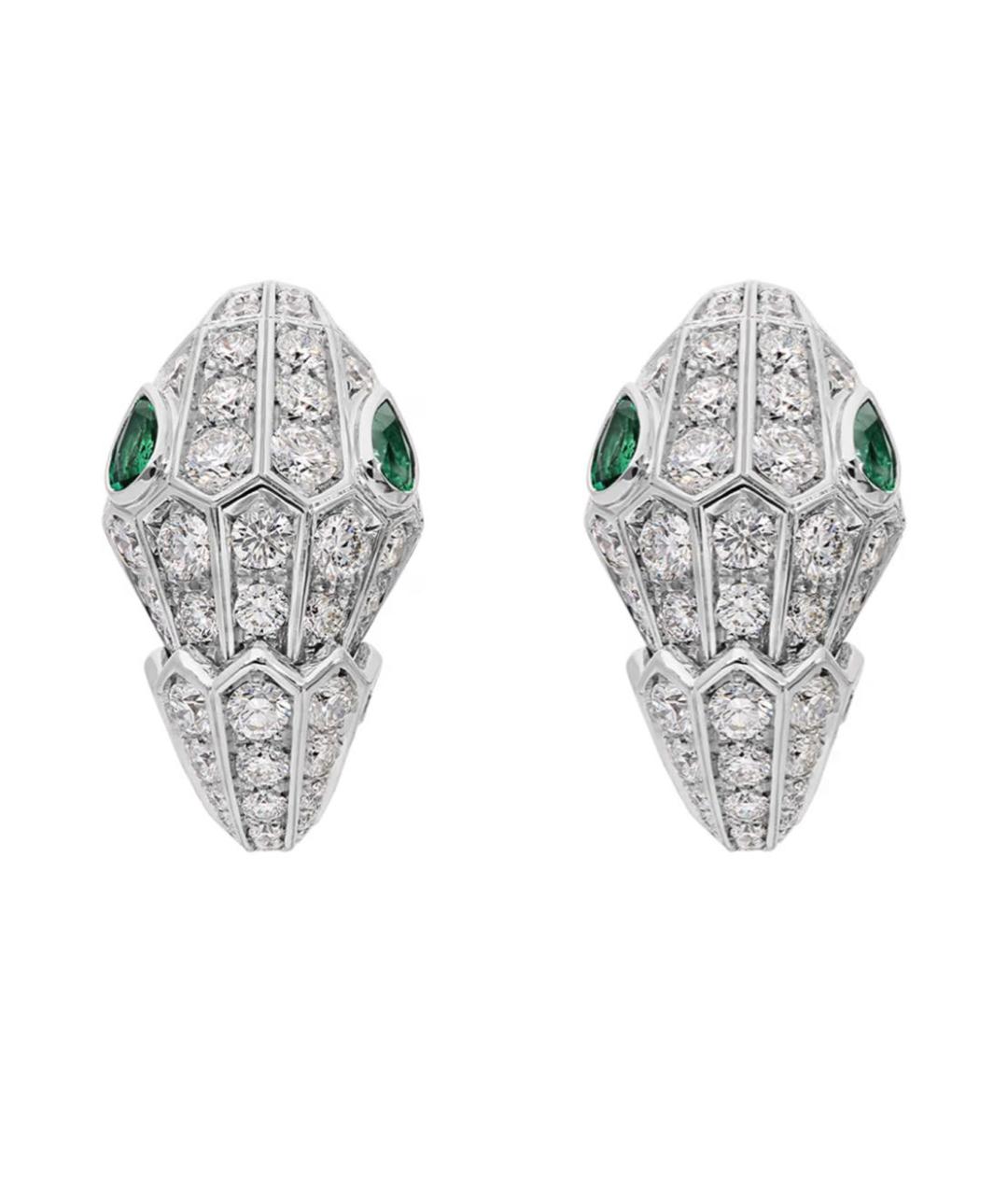 BVLGARI Серебряные серьги из белого золота, фото 1
