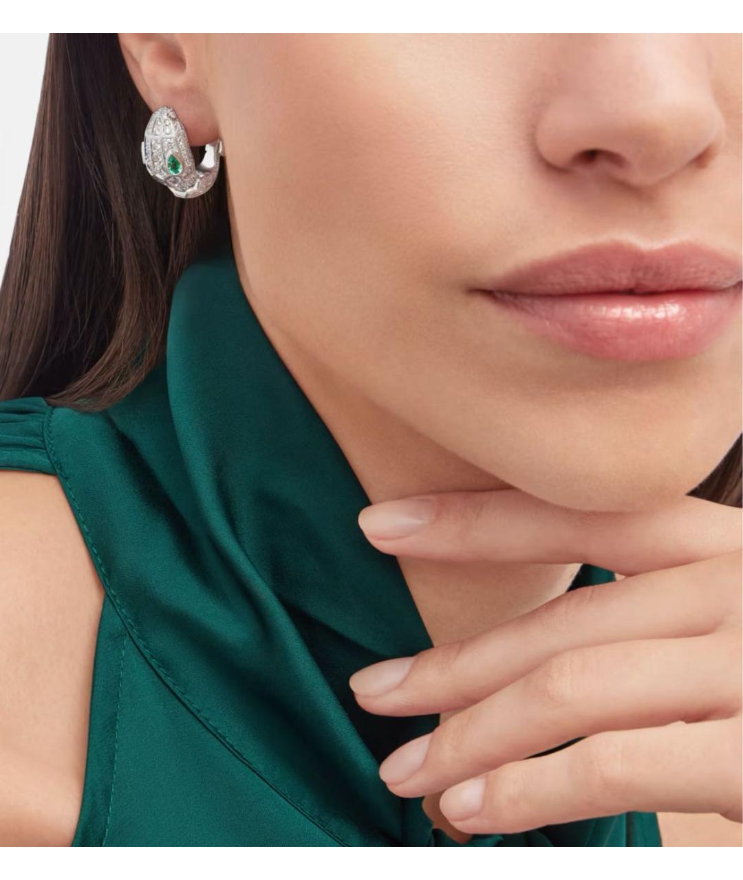 BVLGARI Серебряные серьги из белого золота, фото 3