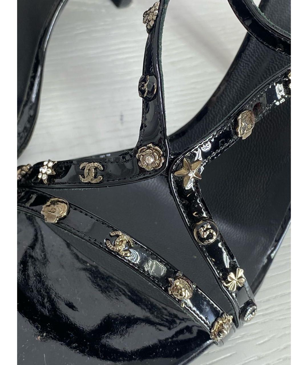 CHANEL Черные кожаные босоножки, фото 8