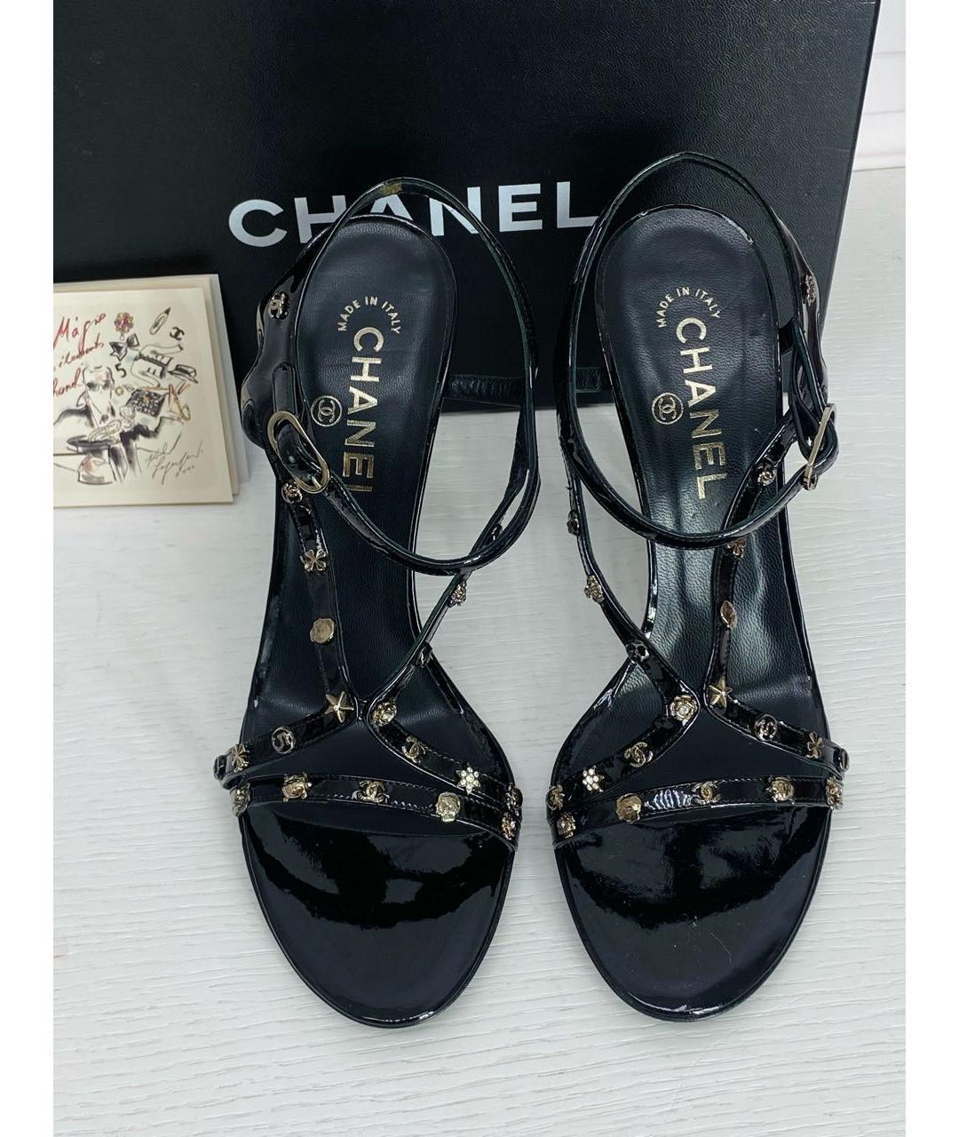 CHANEL Черные кожаные босоножки, фото 2