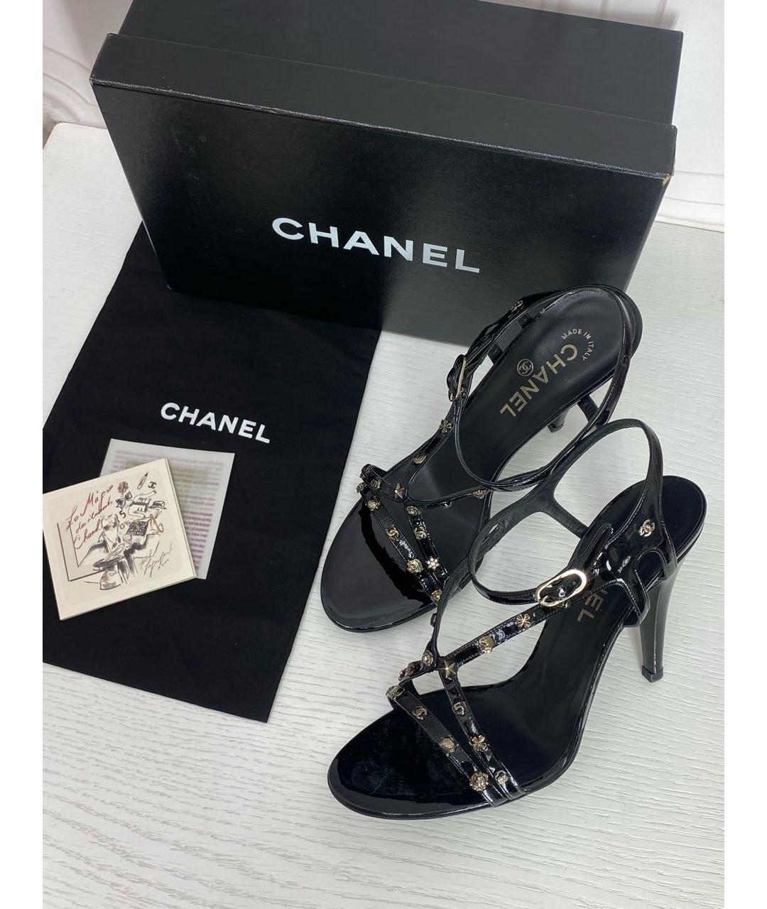CHANEL Черные кожаные босоножки, фото 3