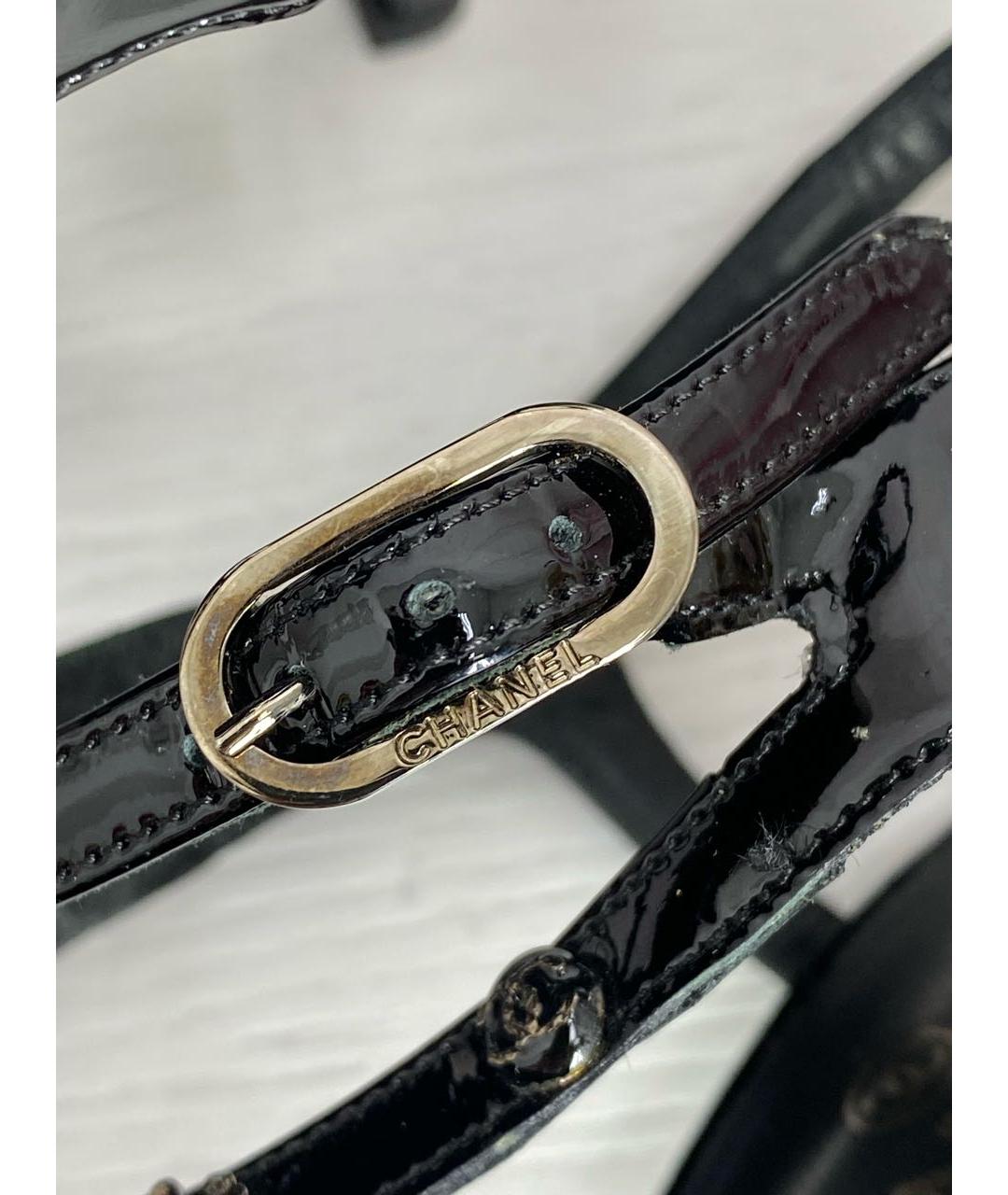 CHANEL Черные кожаные босоножки, фото 6