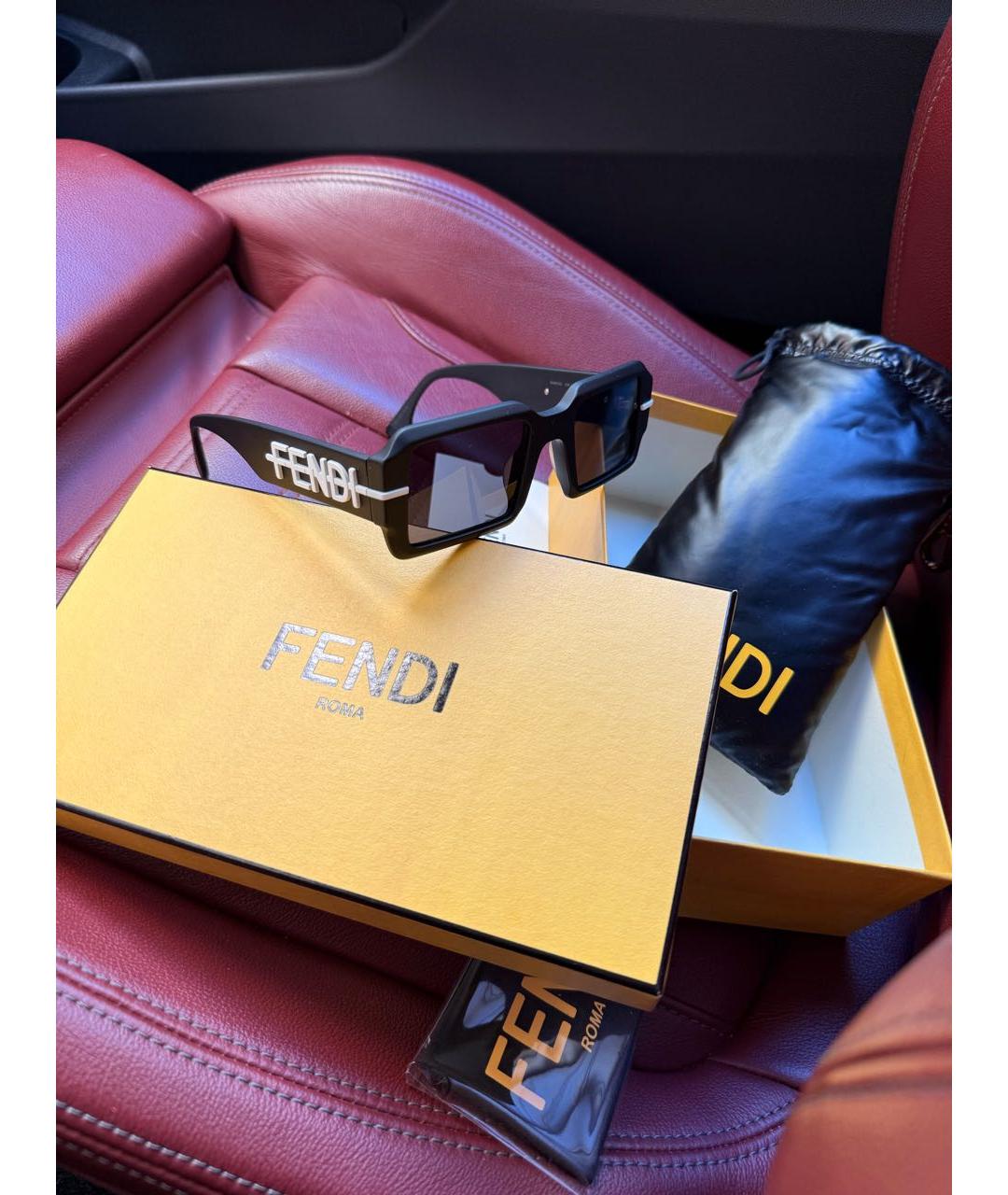 FENDI Черные пластиковые солнцезащитные очки, фото 8