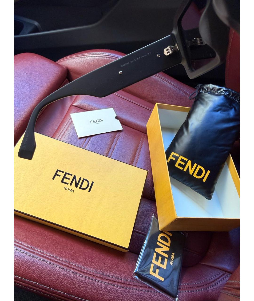 FENDI Черные пластиковые солнцезащитные очки, фото 7