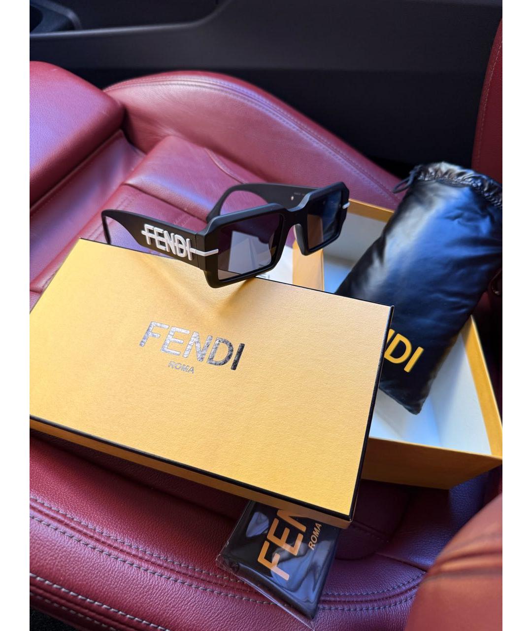 FENDI Черные пластиковые солнцезащитные очки, фото 5