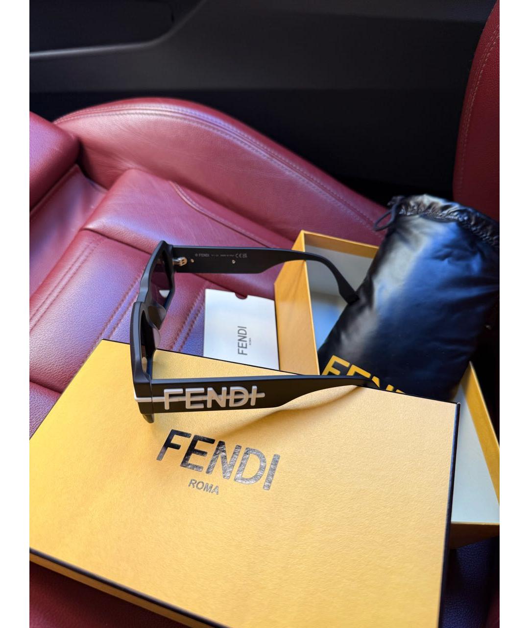 FENDI Черные пластиковые солнцезащитные очки, фото 6