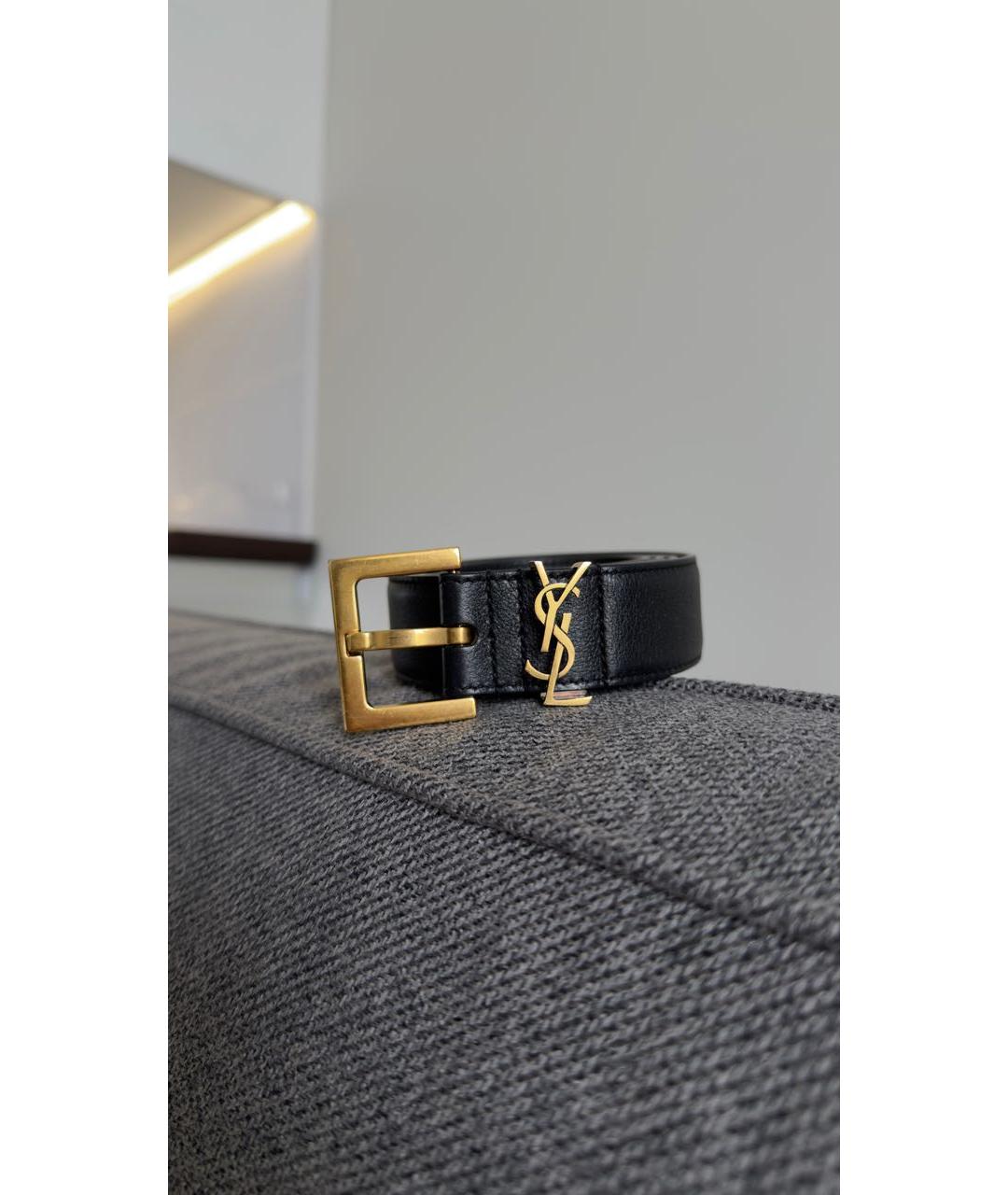 SAINT LAURENT Черный кожаный ремень, фото 6