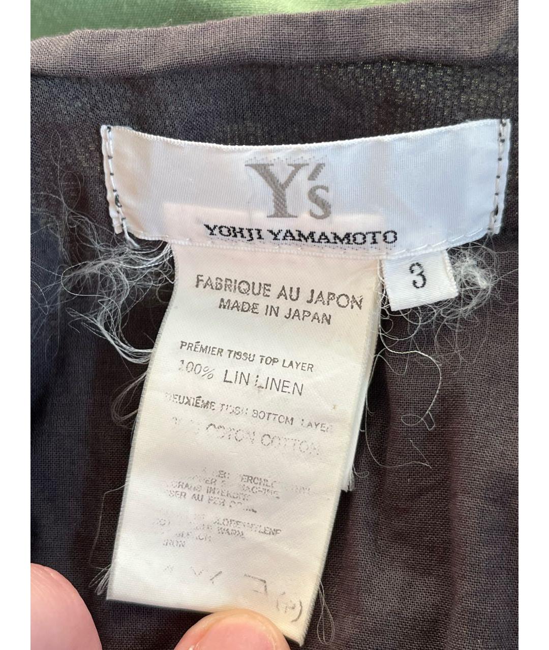 YOHJI YAMAMOTO Антрацитовая льняная майка, фото 5