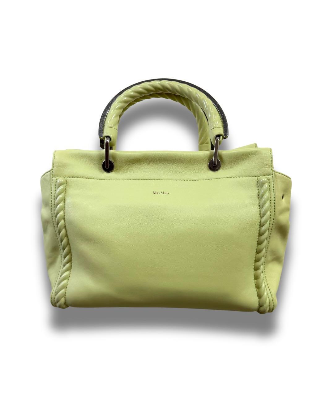 MAX MARA Салатовая кожаная сумка с короткими ручками, фото 1