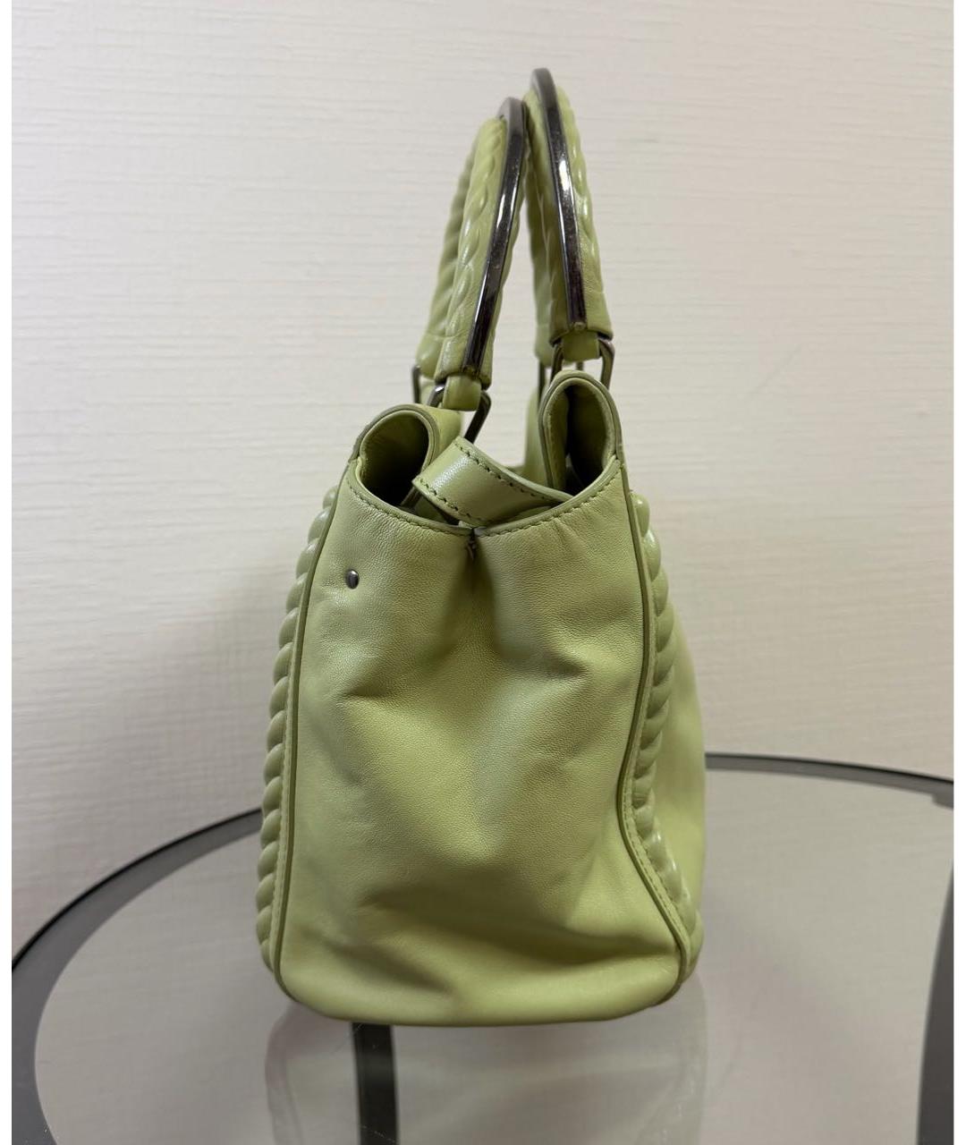 MAX MARA Салатовая кожаная сумка с короткими ручками, фото 2