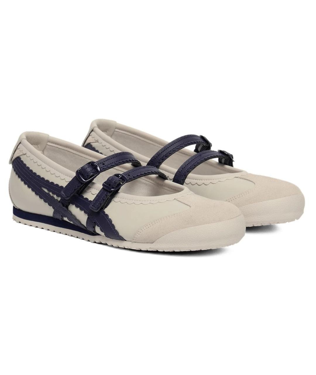 ONITSUKA TIGER Бежевые кожаные балетки, фото 2