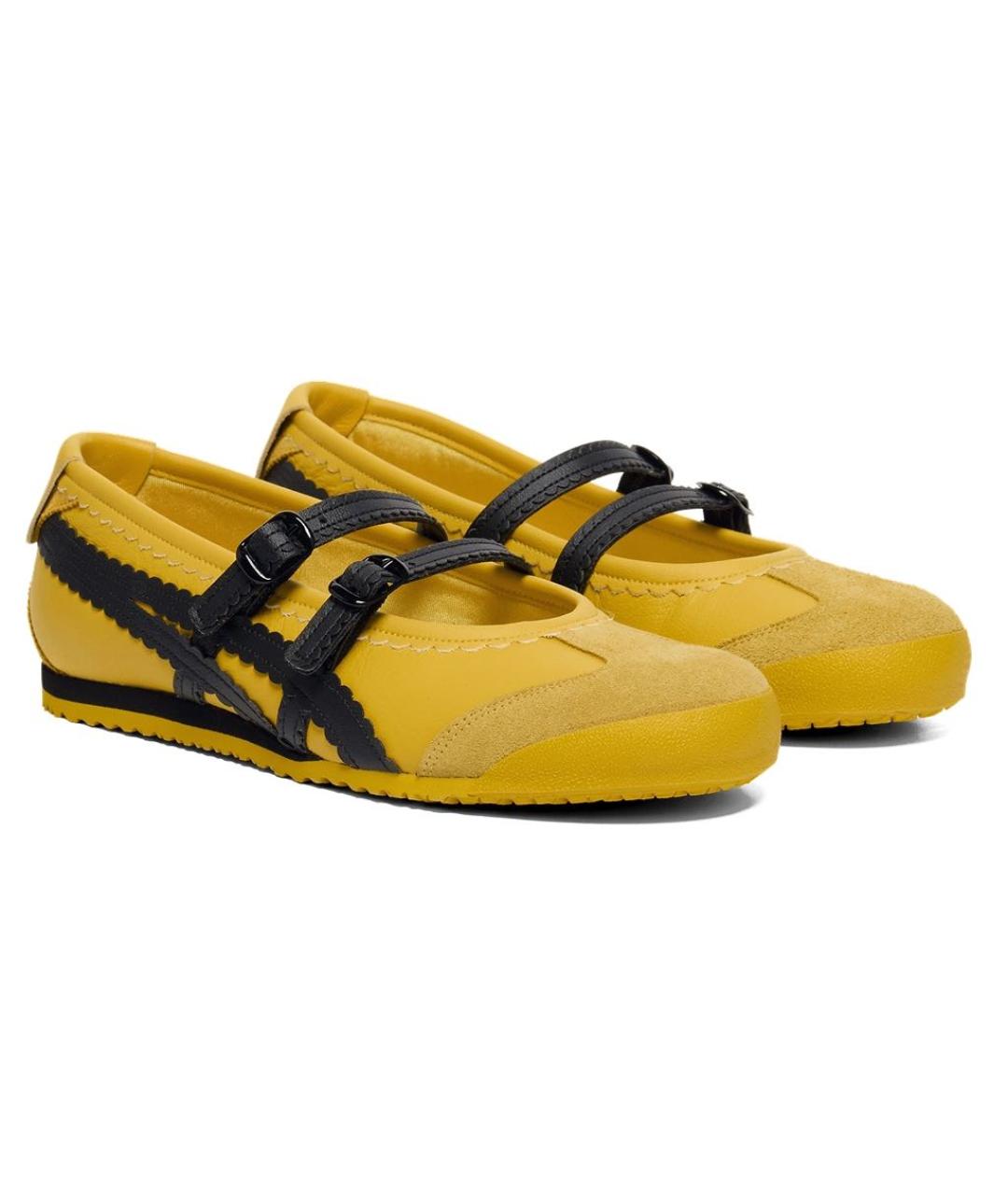 ONITSUKA TIGER Желтые кожаные балетки, фото 2