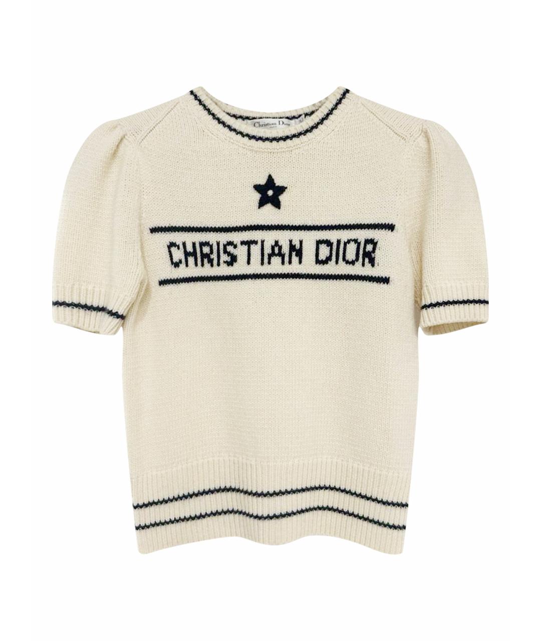 CHRISTIAN DIOR Бежевый шерстяной джемпер / свитер, фото 1
