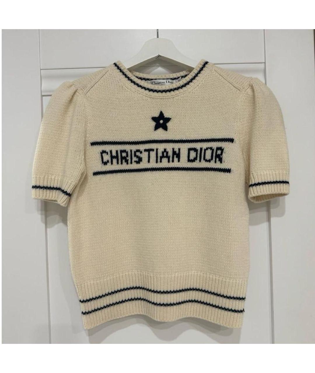 CHRISTIAN DIOR Бежевый шерстяной джемпер / свитер, фото 6