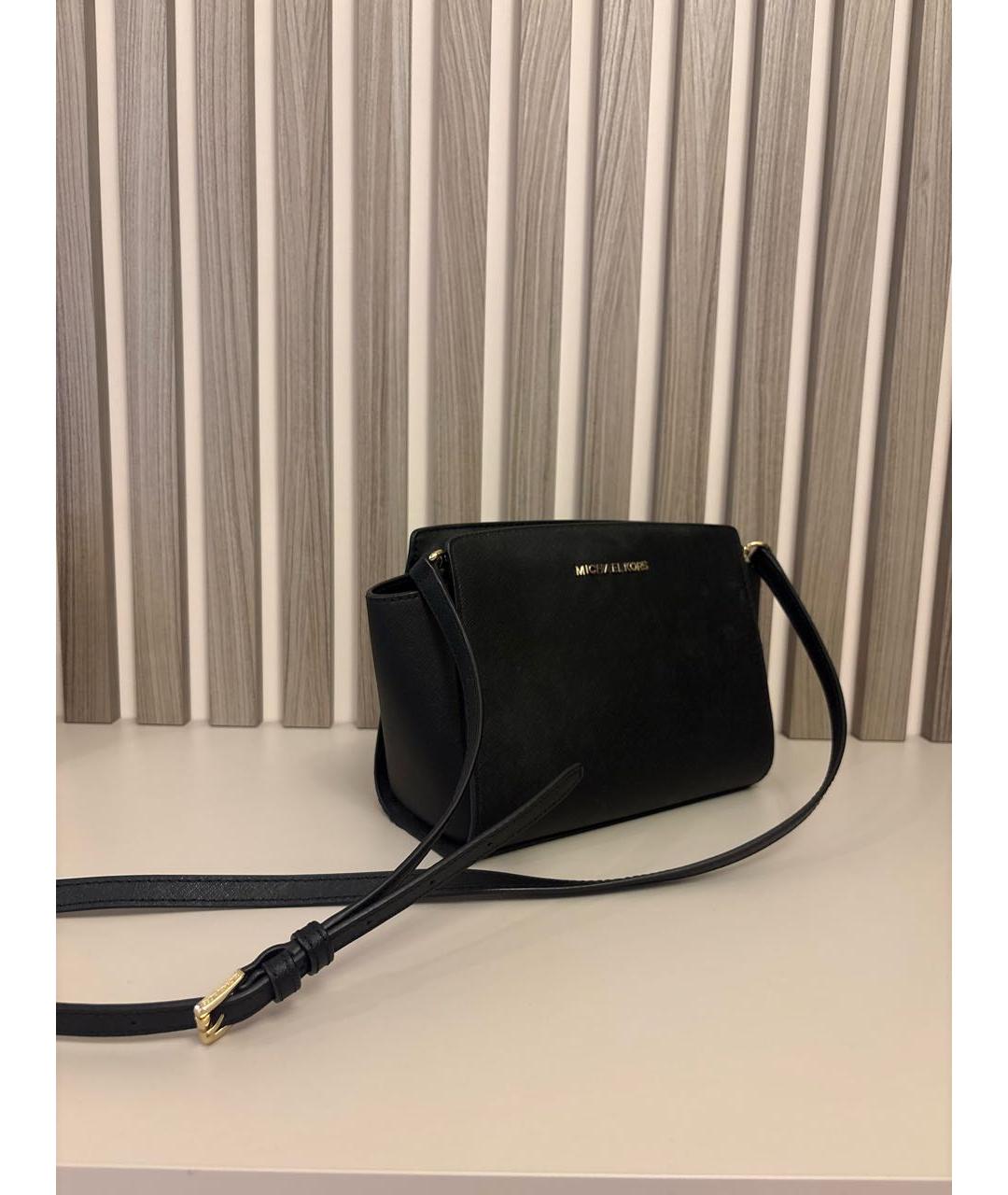 MICHAEL KORS Черная кожаная сумка через плечо, фото 2