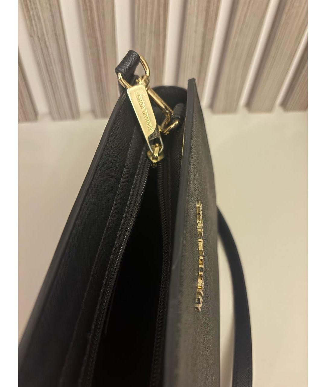 MICHAEL KORS Черная кожаная сумка через плечо, фото 4