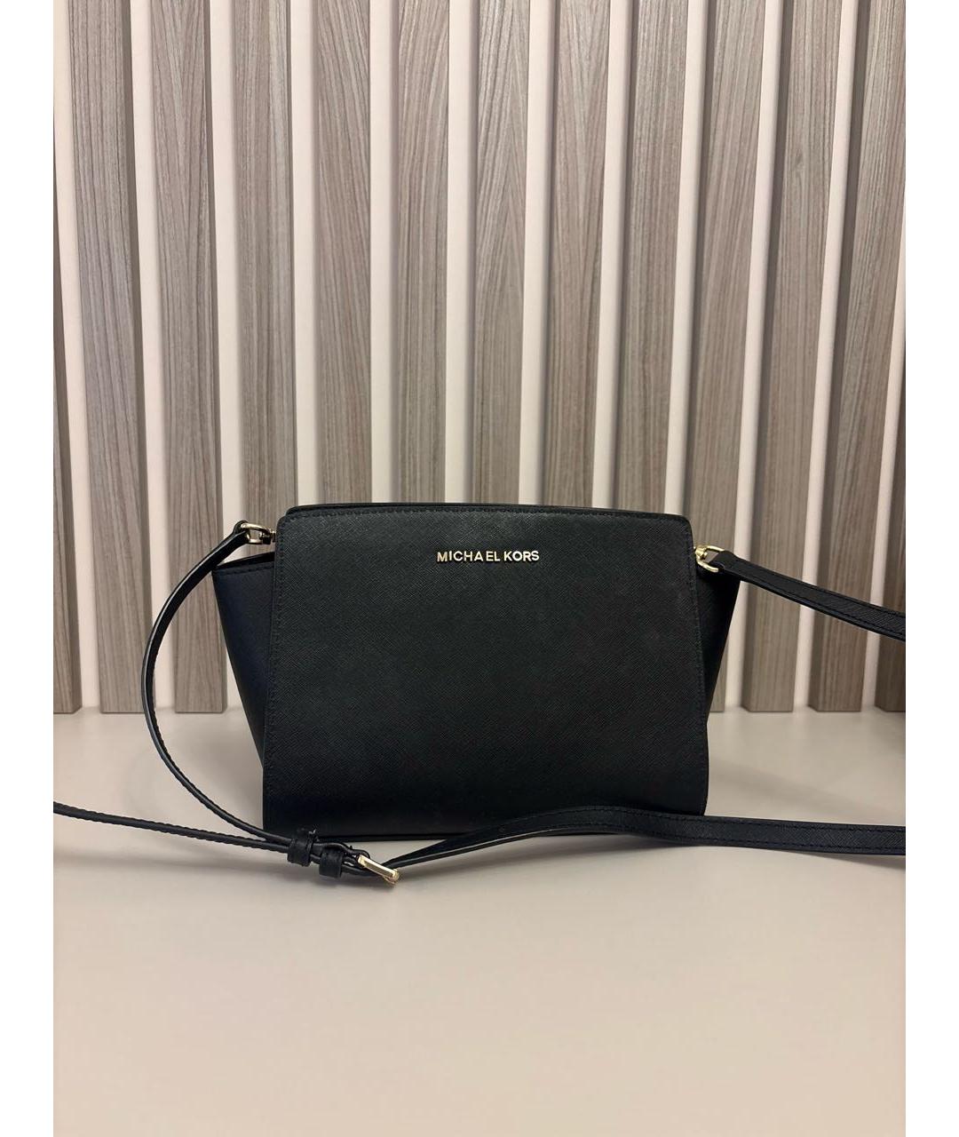 MICHAEL KORS Черная кожаная сумка через плечо, фото 5