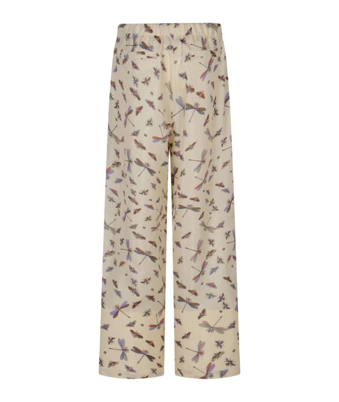 GUCCI Бежевые шелковые прямые брюки, фото 2