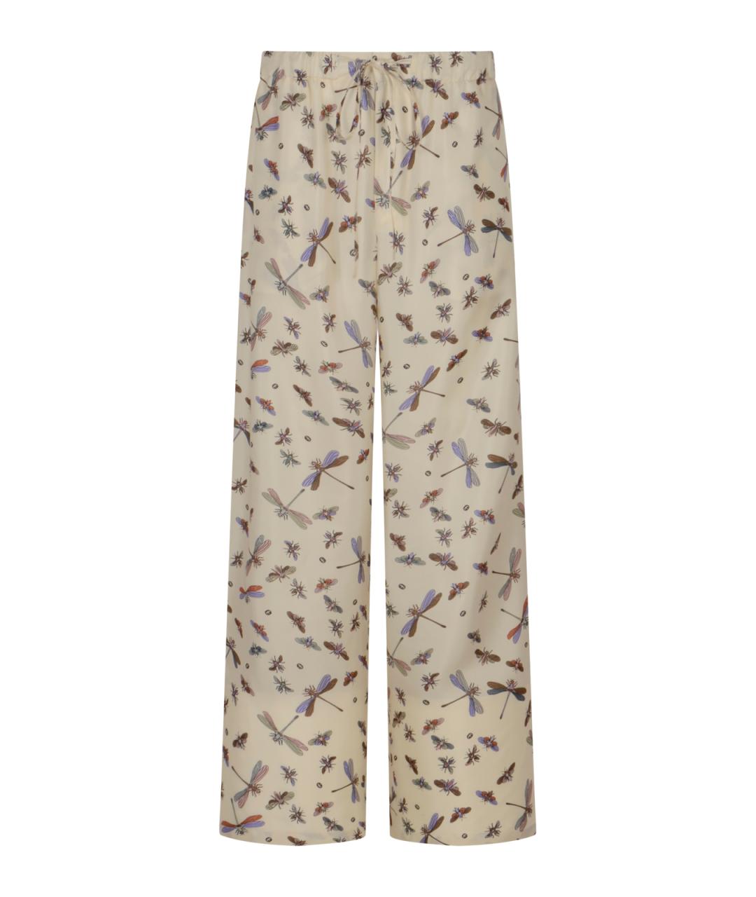 GUCCI Бежевые шелковые прямые брюки, фото 1
